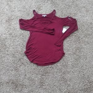 Long sleeve, Open Shoulder V neck shirt